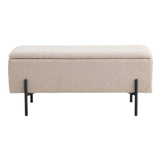 WATFORD  - Banc coffre rangement bouclé beige, pieds noirs