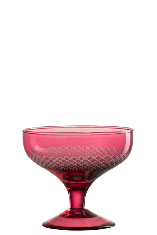 VERTIGE Coupe verre sur pieds rose fuchsia