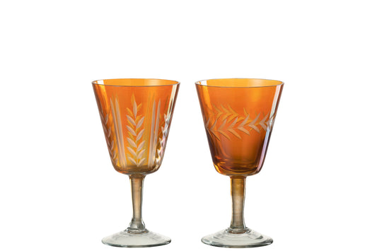 VERTIGE 2 Verres sur pieds orange/rouille