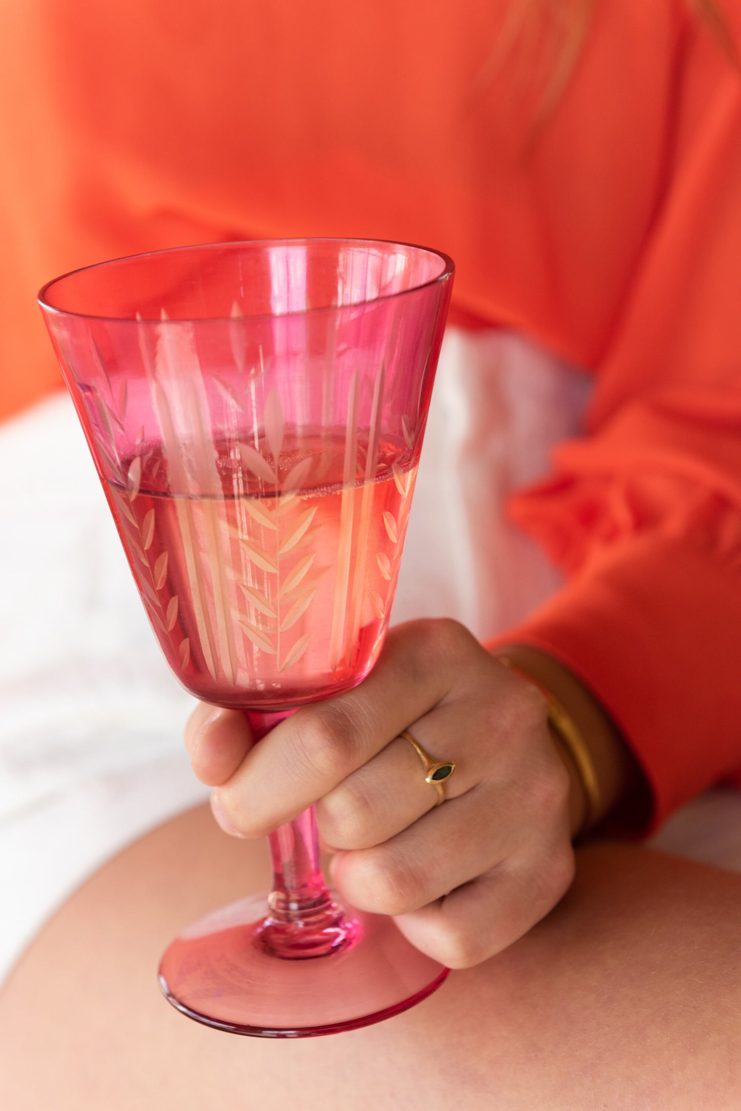 VERTIGE 2 Verres sur pieds rose fuchsia