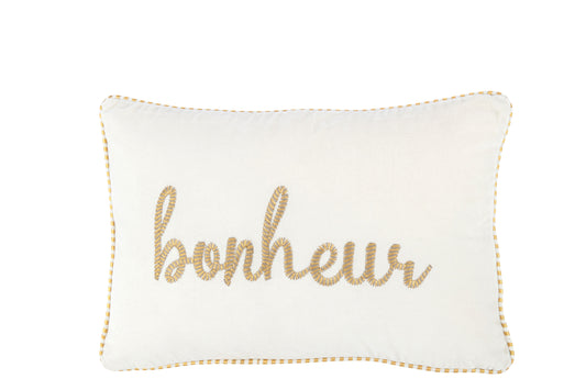 BONHEUR - Coussin velours blanc  30 x 45 cm