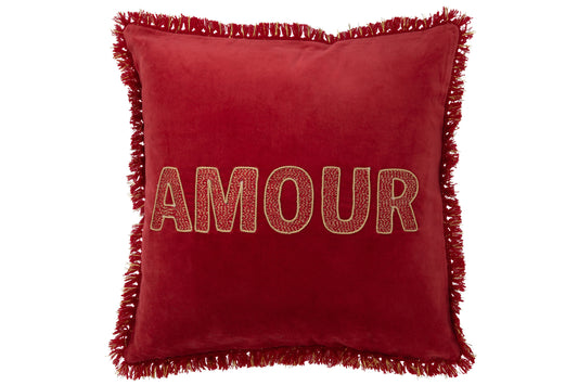 AMOUR - Coussin rouge/or  45 x 45 cm