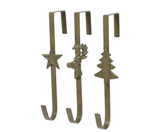 Porte-couronne fer marron étoile, sapin ou renne