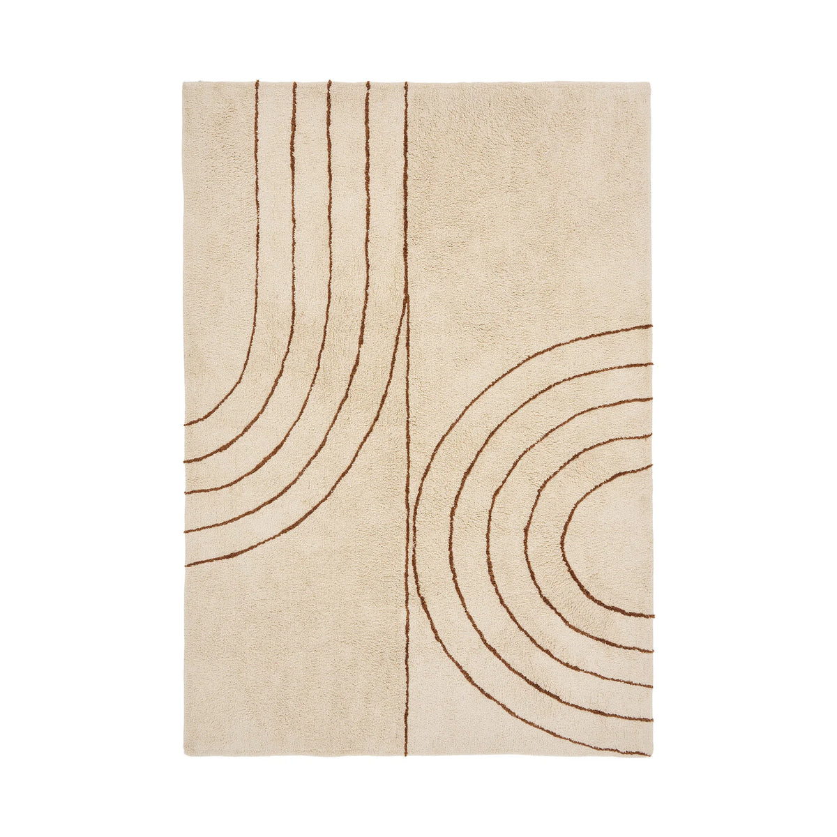 TAMPA Tapis coton beige motif brun