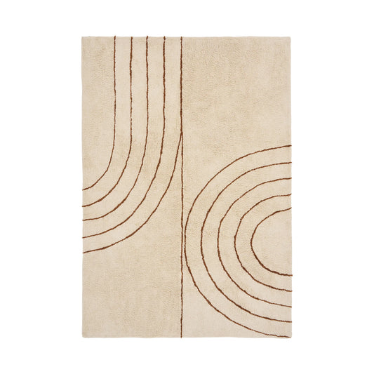 TAMPA Tapis coton beige motif brun