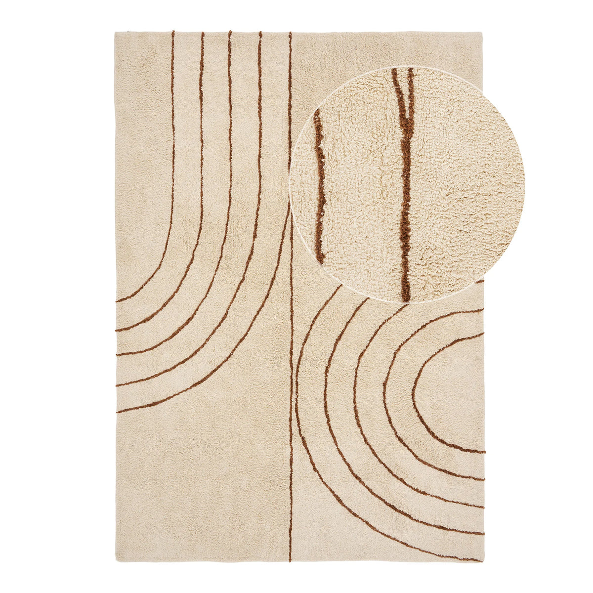 TAMPA Tapis coton beige motif brun