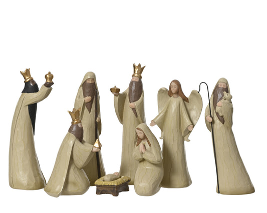 CRECHE polyrésine beige 8 pièces