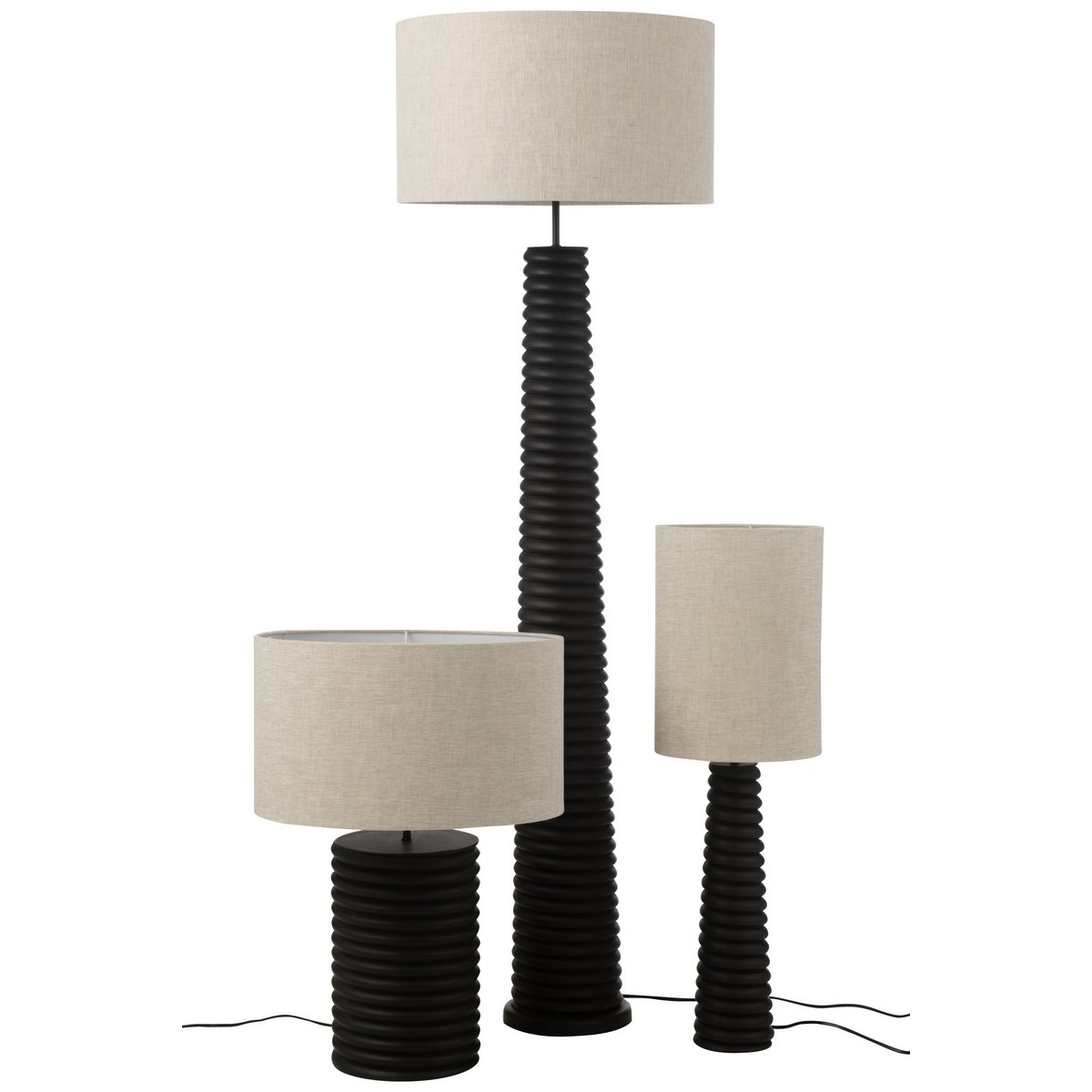 AILANTHUS - Lampe de Table Filetage Large Bois  Noir/Gris - H70 cm