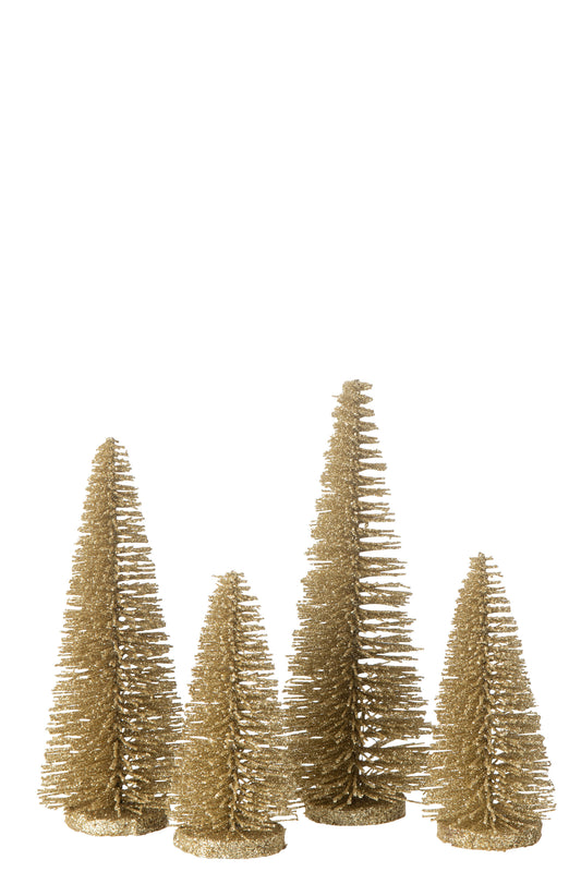 Boite de 4 sapins pailletés - or - max 15cm