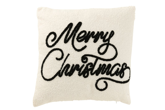 MERRY - Coussin bouclette écru/noir 45 x 45 cm