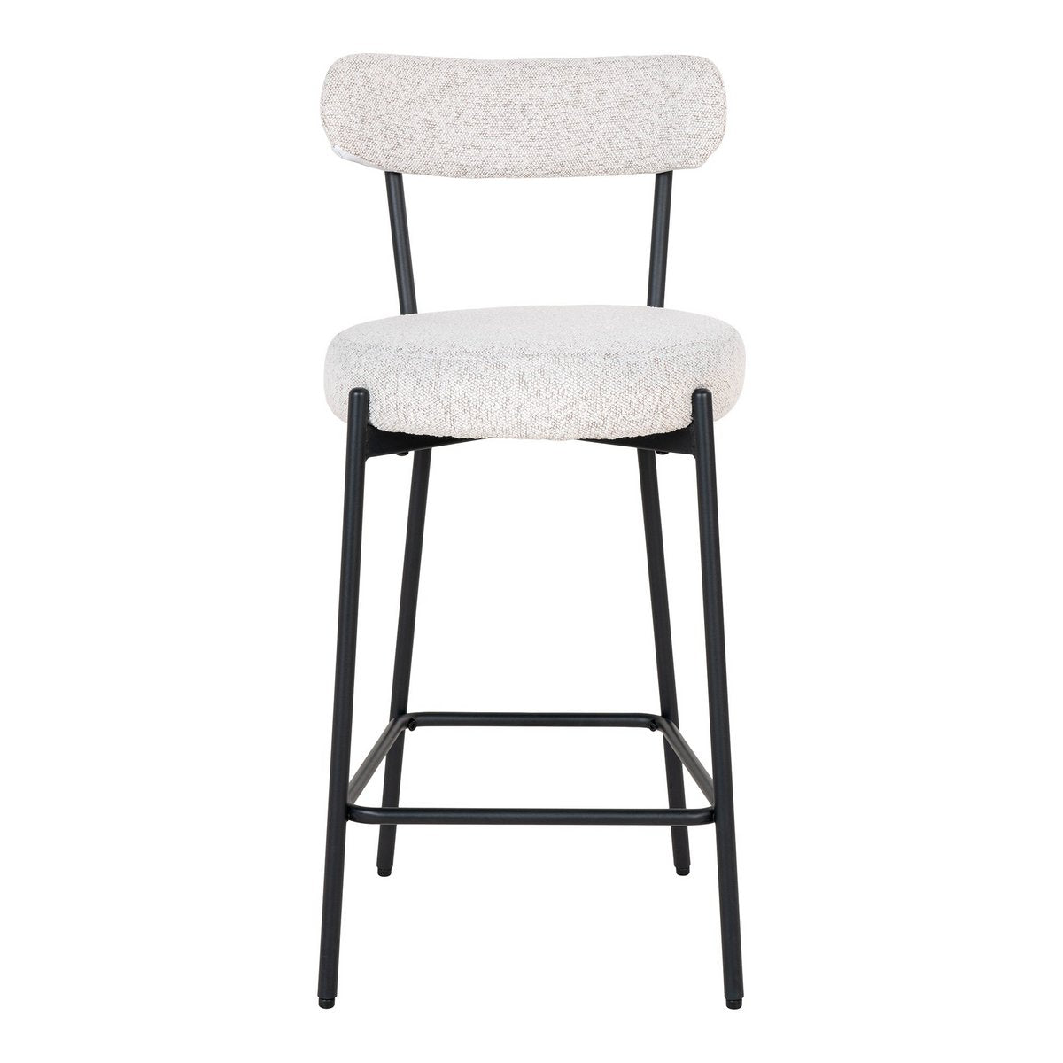 BADALONA Chaise de comptoir - Tabouret de bar, bouclé blanc avec pieds noirs