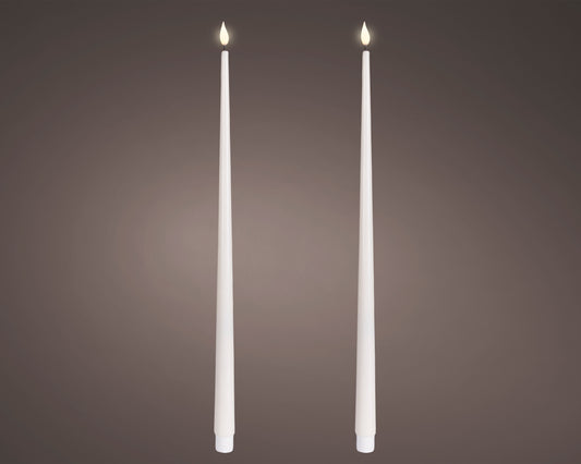 LED bougies de table à mèche effilée réaliste cire blanc