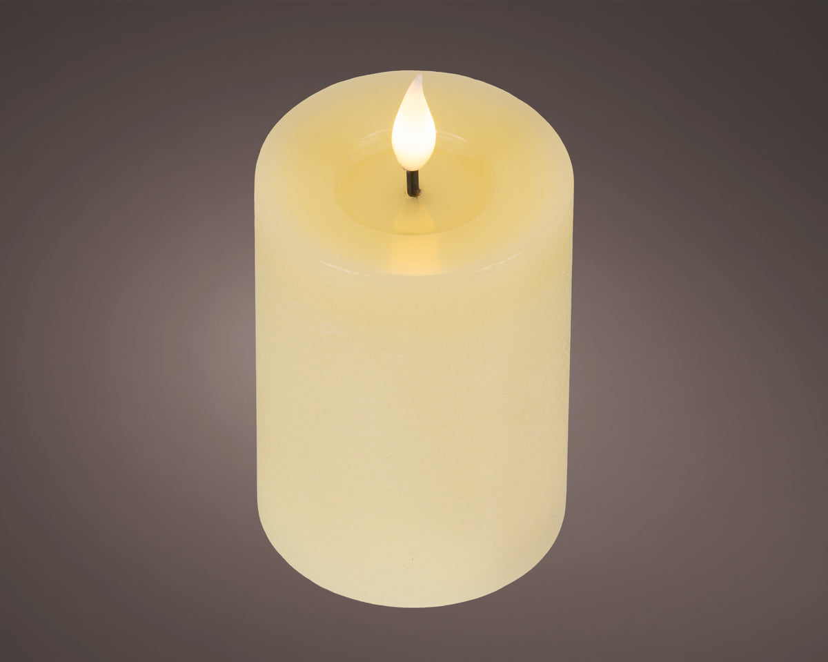 BOUGIE PILIER LED Crème cire creux sur le dessus effet flamme intérieur