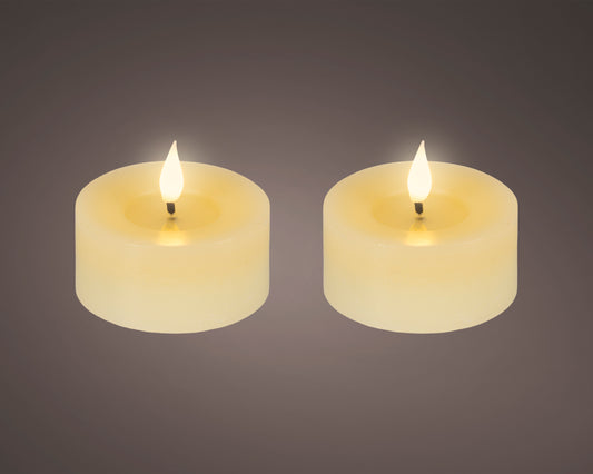 2 BOUGIES chauffe-plat crème à mèche LED réaliste cire creux sur dessus