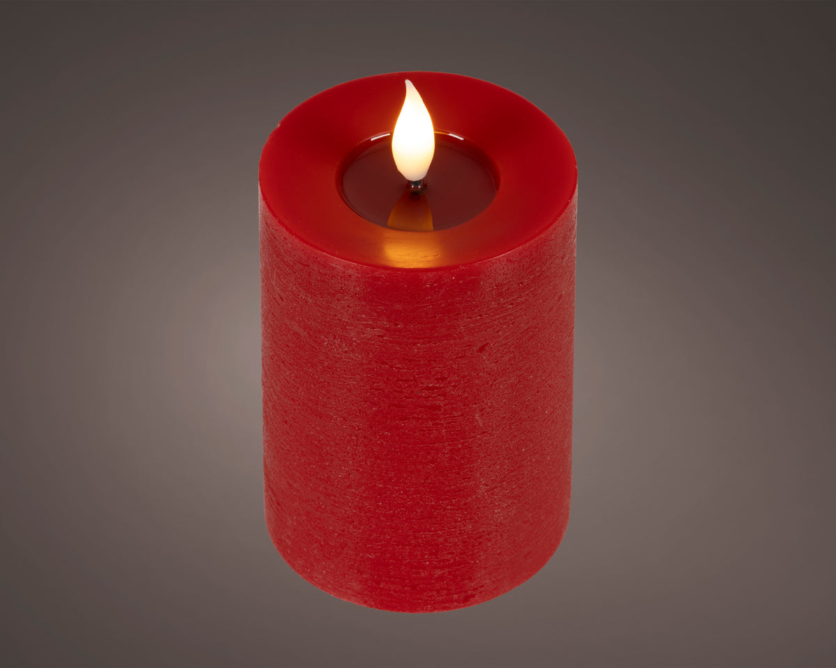 BOUGIE PILIER LED Rouge cire creux sur le dessus effet flamme intérieur