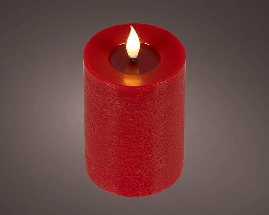 BOUGIE PILIER LED Rouge cire creux sur le dessus effet flamme intérieur