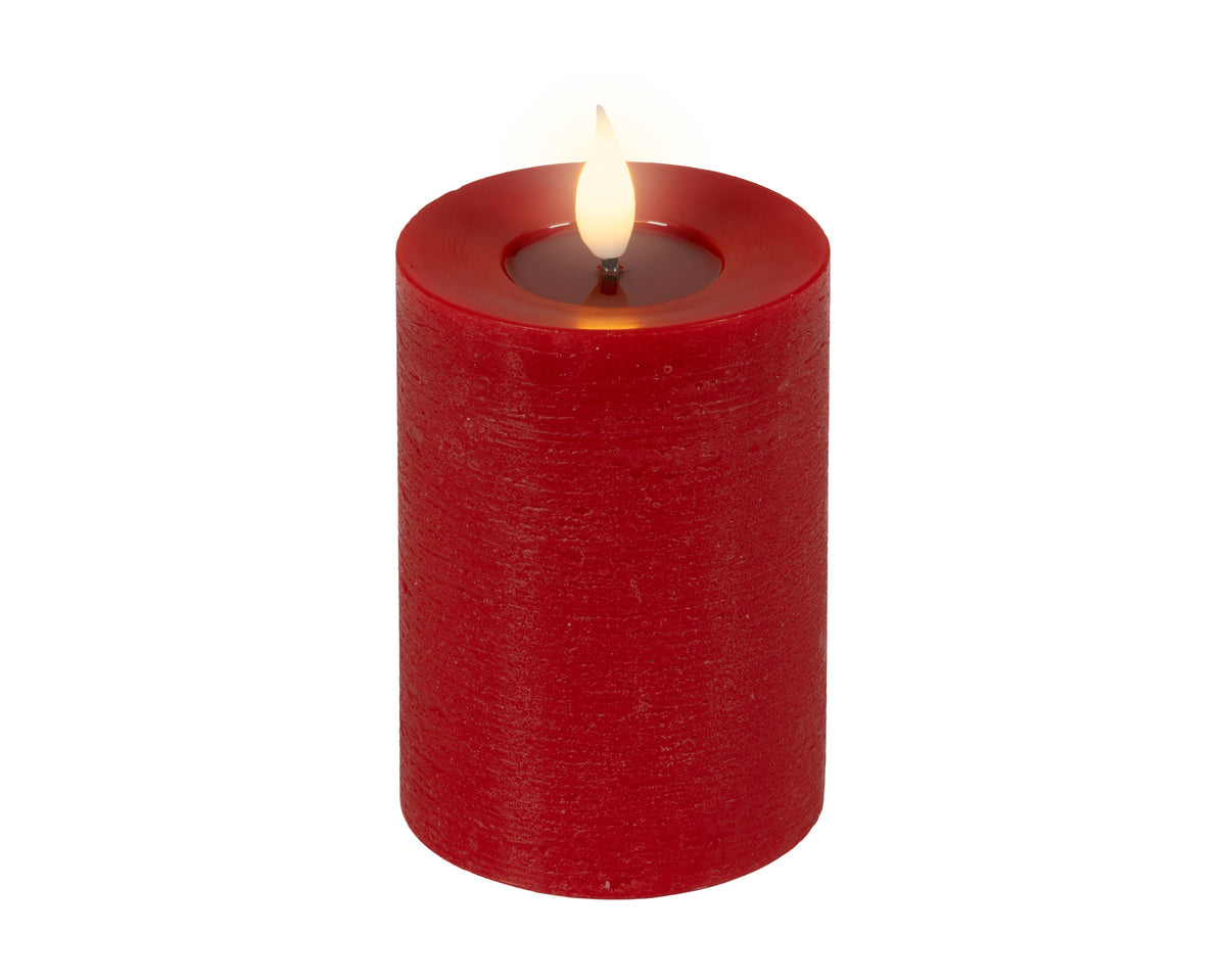 BOUGIE PILIER LED Rouge cire creux sur le dessus effet flamme intérieur