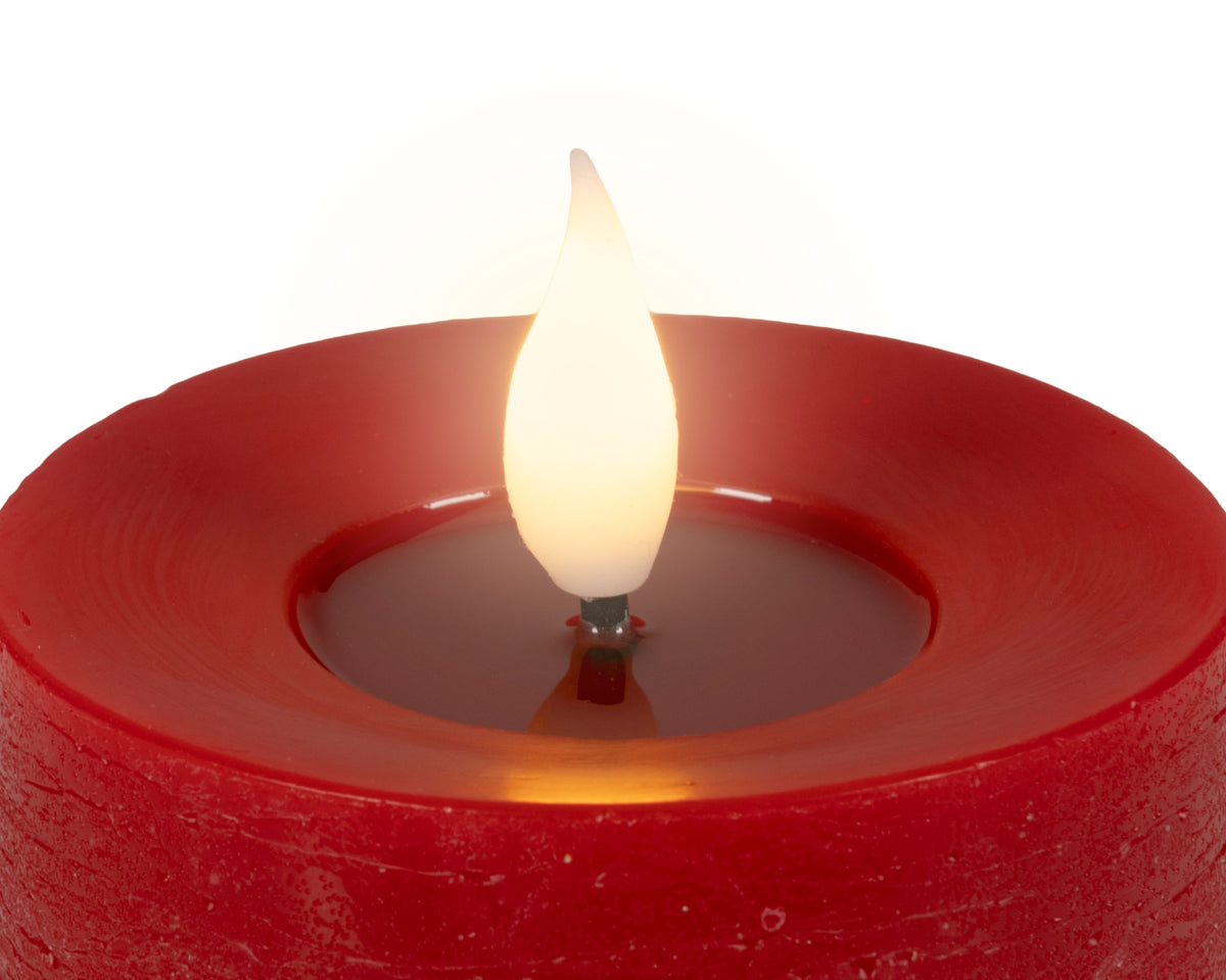 BOUGIE PILIER LED Rouge cire creux sur le dessus effet flamme intérieur