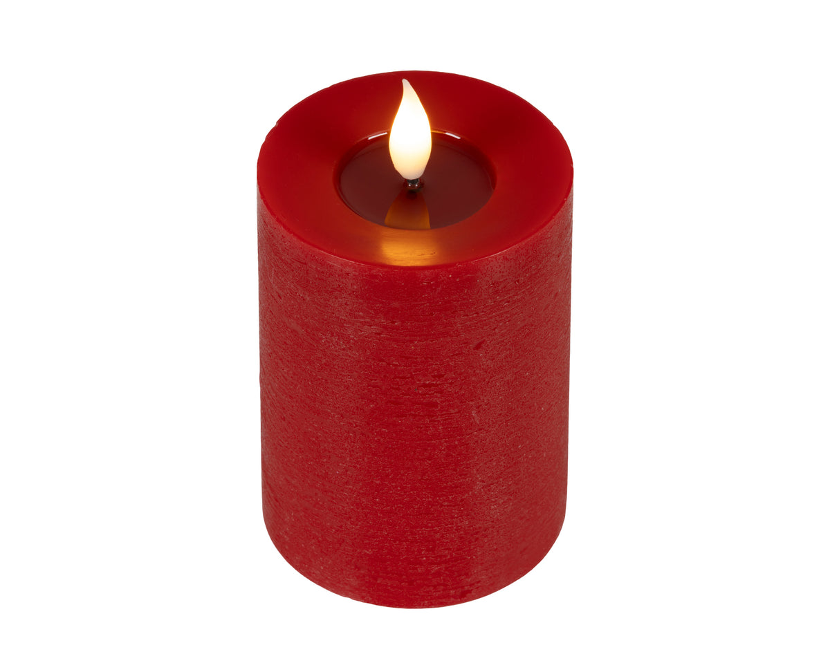 BOUGIE PILIER LED Rouge cire creux sur le dessus effet flamme intérieur