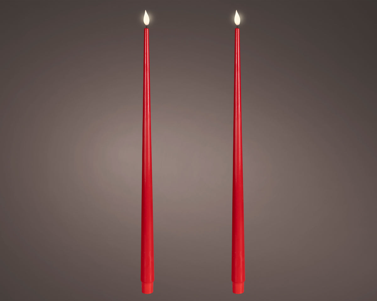 LED bougies de table à mèche effilée réaliste cire rouge