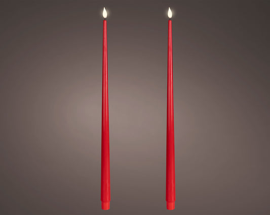 LED bougies de table à mèche effilée réaliste cire rouge