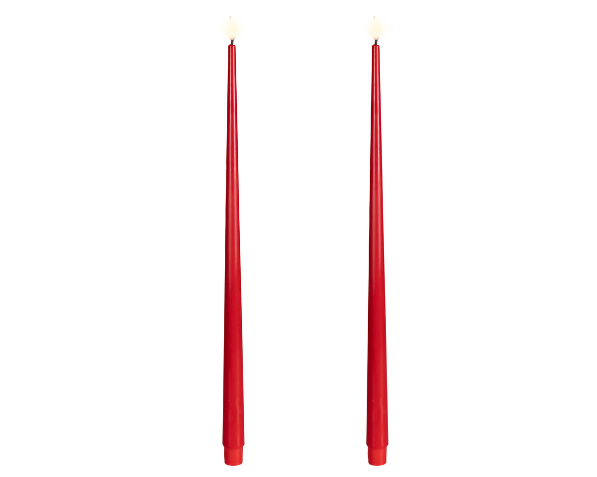 LED bougies de table à mèche effilée réaliste cire rouge