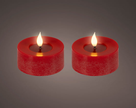 2 BOUGIES chauffe-plat rouge à mèche LED réaliste cire creux sur dessus