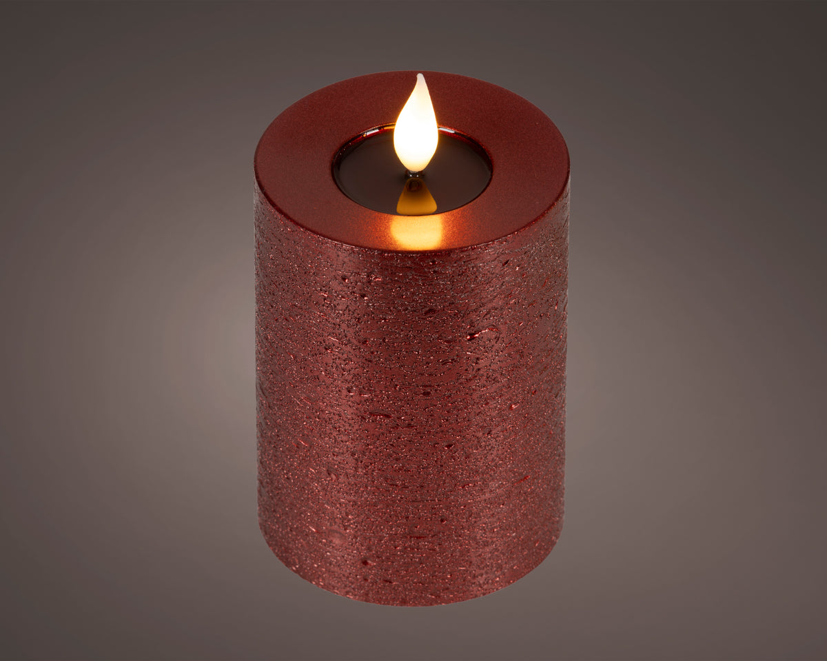 BOUGIE PILIER LED Bordeaux cire creux sur le dessus effet flamme intérieur (Copie)