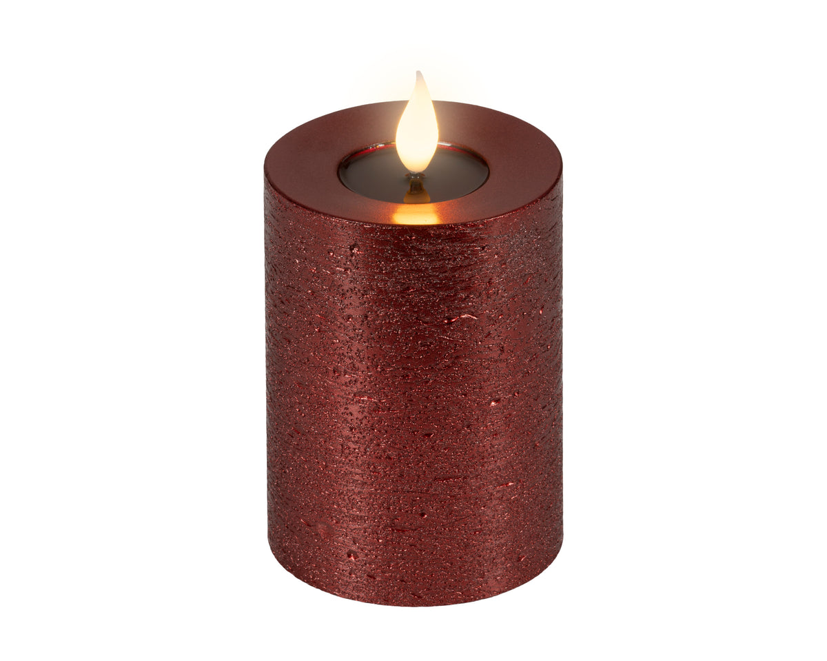 BOUGIE PILIER LED Bordeaux cire creux sur le dessus effet flamme intérieur (Copie)