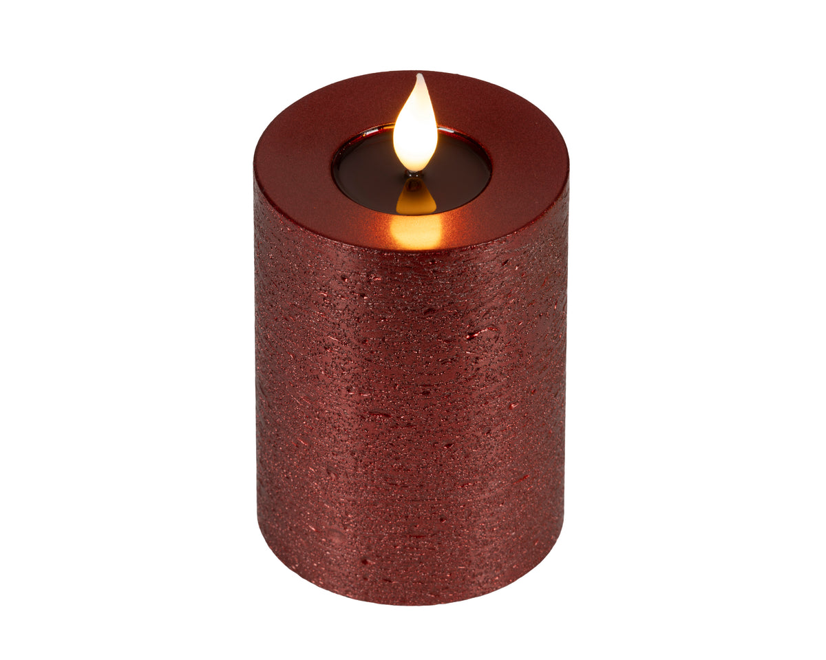 BOUGIE PILIER LED Bordeaux cire creux sur le dessus effet flamme intérieur (Copie)