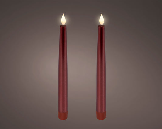 LED bougies de table à mèche réaliste cire bordeaux