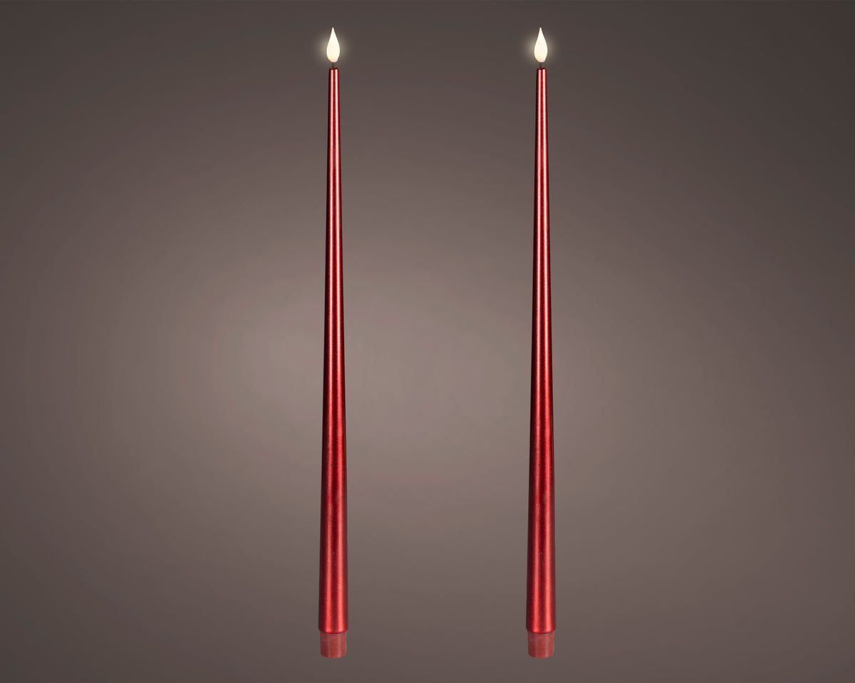 LED bougies de table à mèche effilée réaliste cire bordeaux