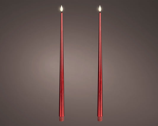 LED bougies de table à mèche effilée réaliste cire bordeaux