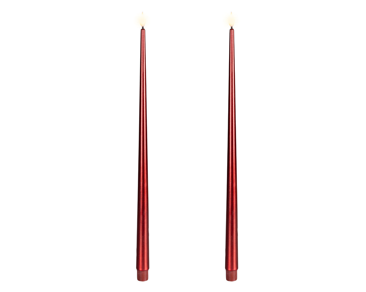 LED bougies de table à mèche effilée réaliste cire bordeaux