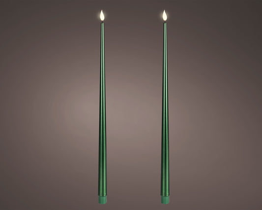 LED bougies de table à mèche effilée réaliste cire vert