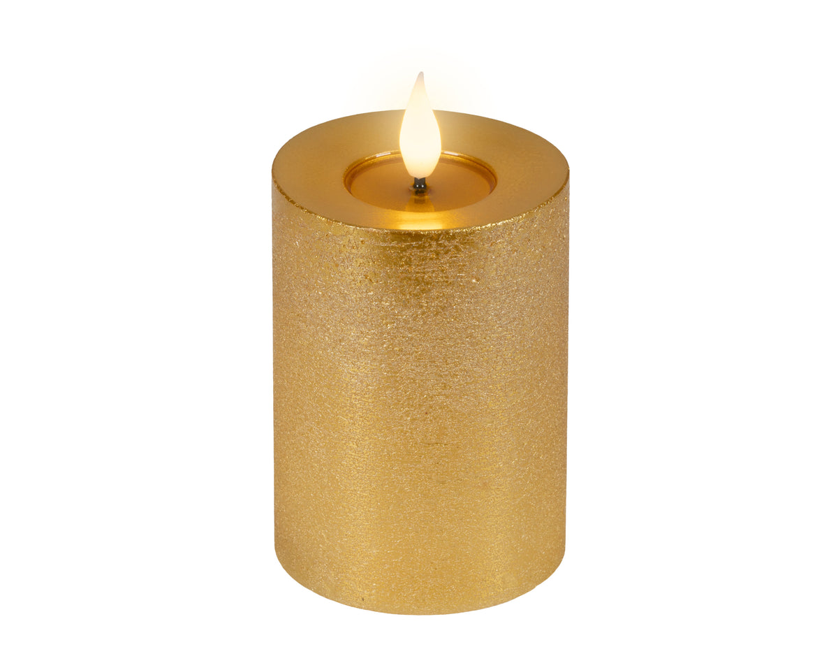 BOUGIE PILIER LED Or cire creux sur le dessus effet flamme intérieur