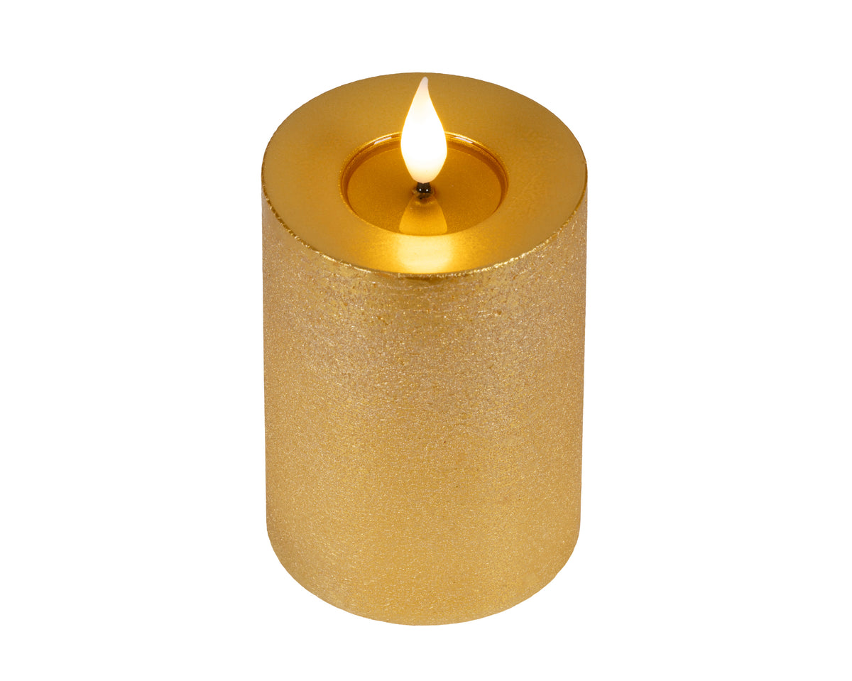 BOUGIE PILIER LED Or cire creux sur le dessus effet flamme intérieur