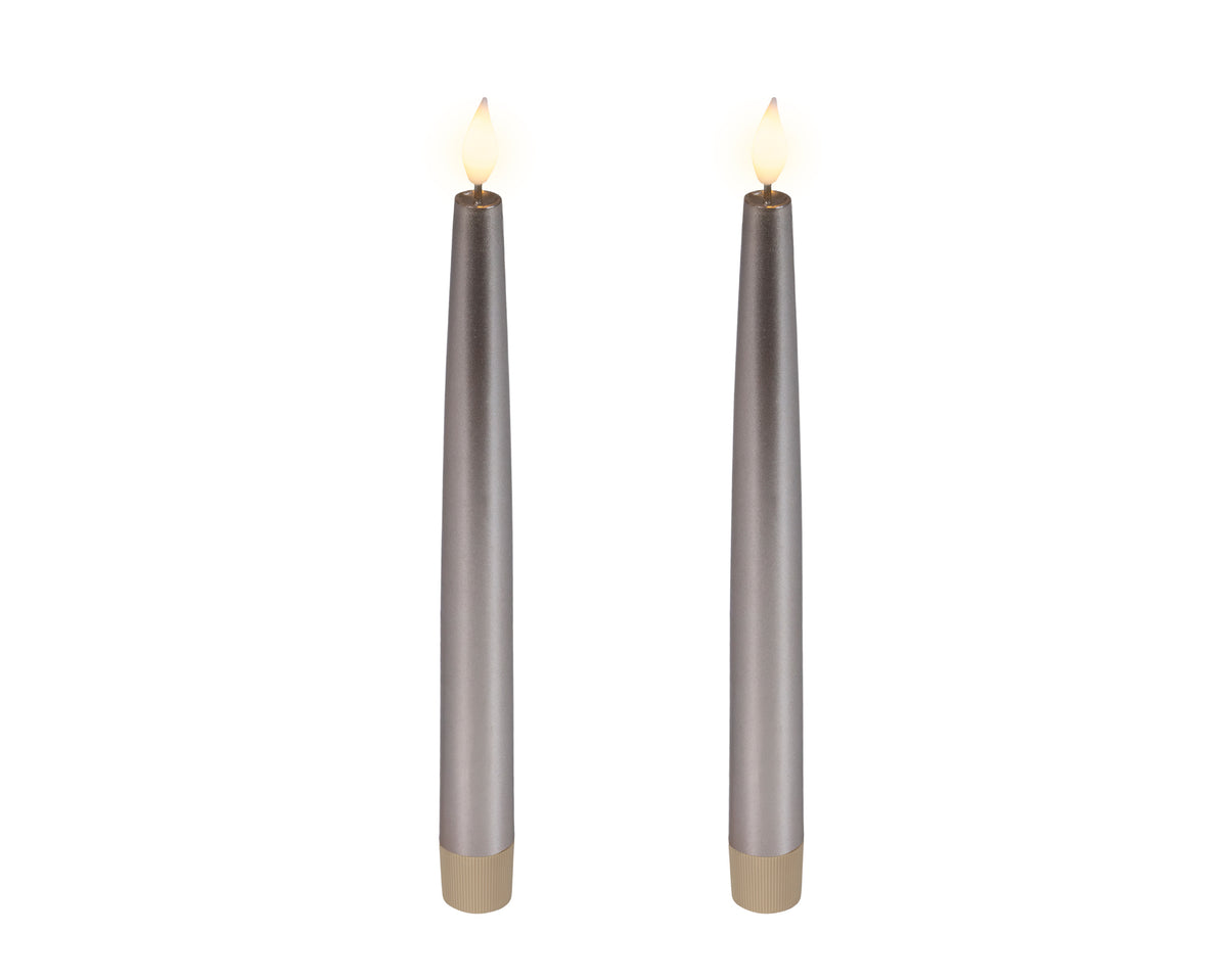 LED bougies de table à mèche réaliste cire argenté