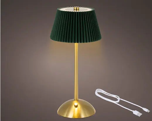 LED lampe de table VERT doré rechargeable fixe intérieur H30,5 cm