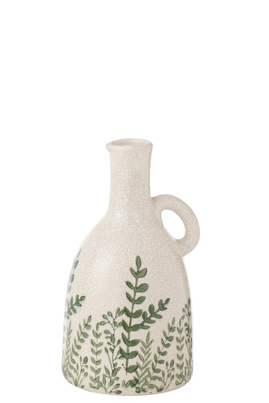 FERNY - vase pichet gres vert/blanc