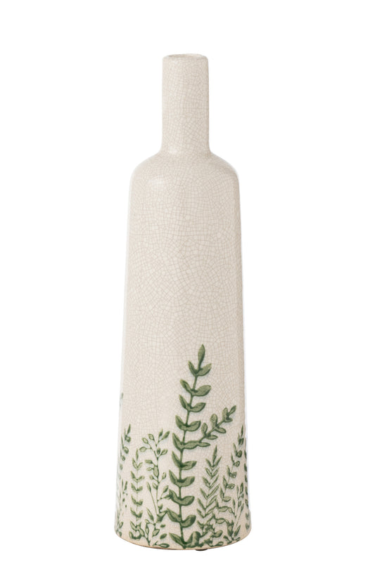FERNY - Vase bouteille vert/blanc large