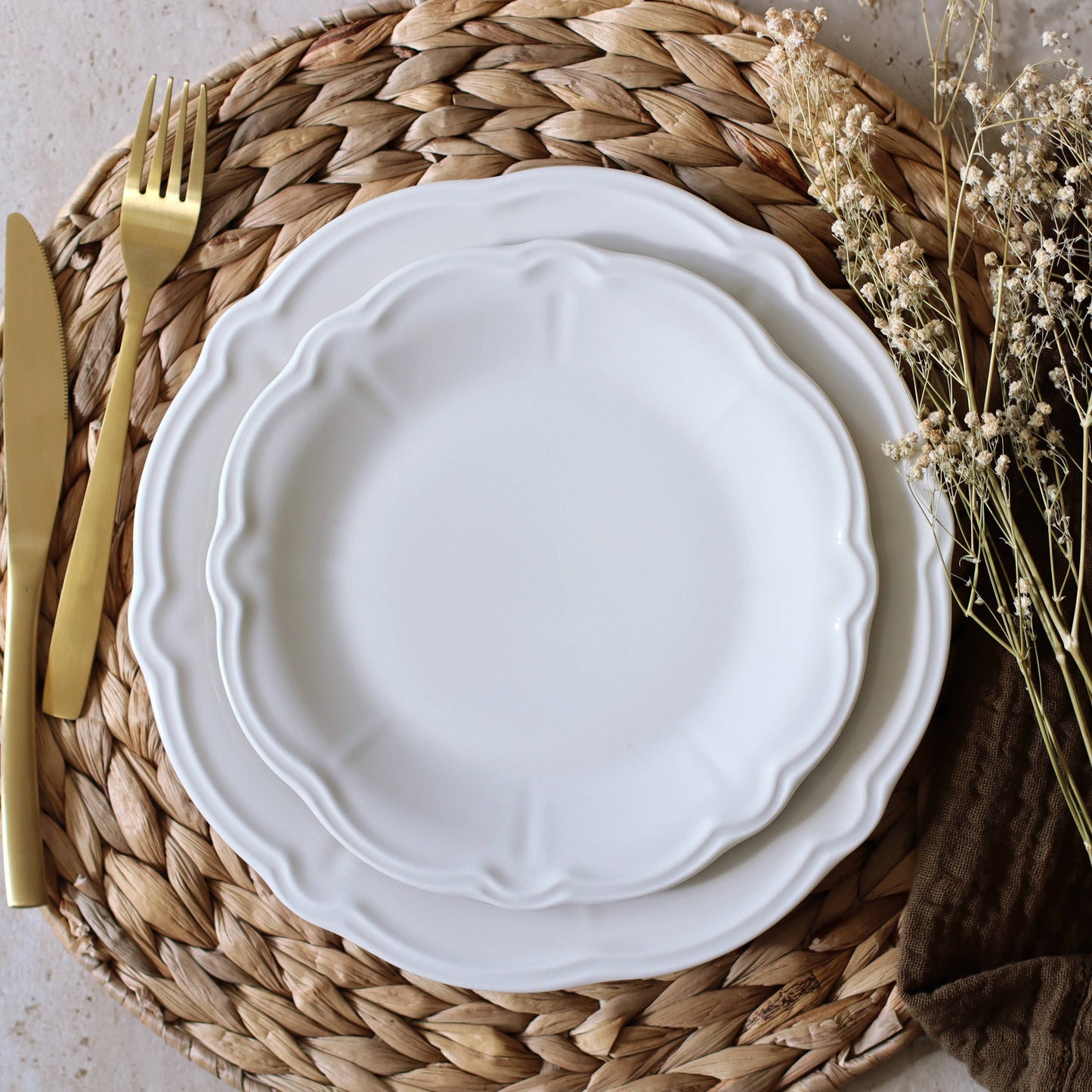 CHARLOTTE Assiette à dessert 20cm grès blanc