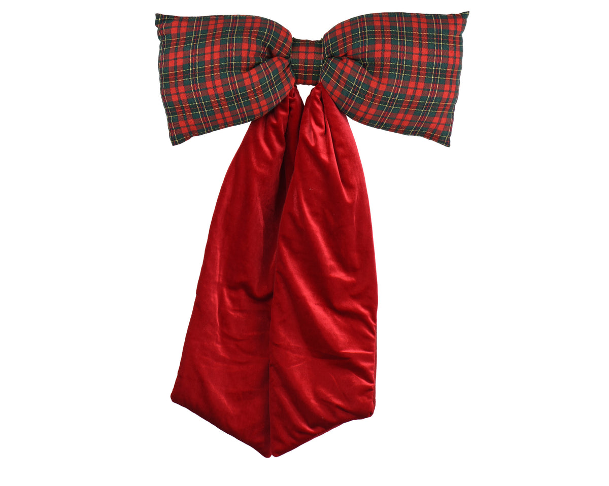 NOEUD XL velours rouge tartan H 115cm