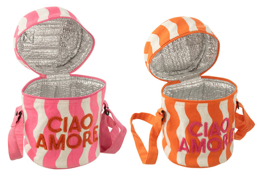 CIAO AMORE - Sac isotherme coton rose/orange