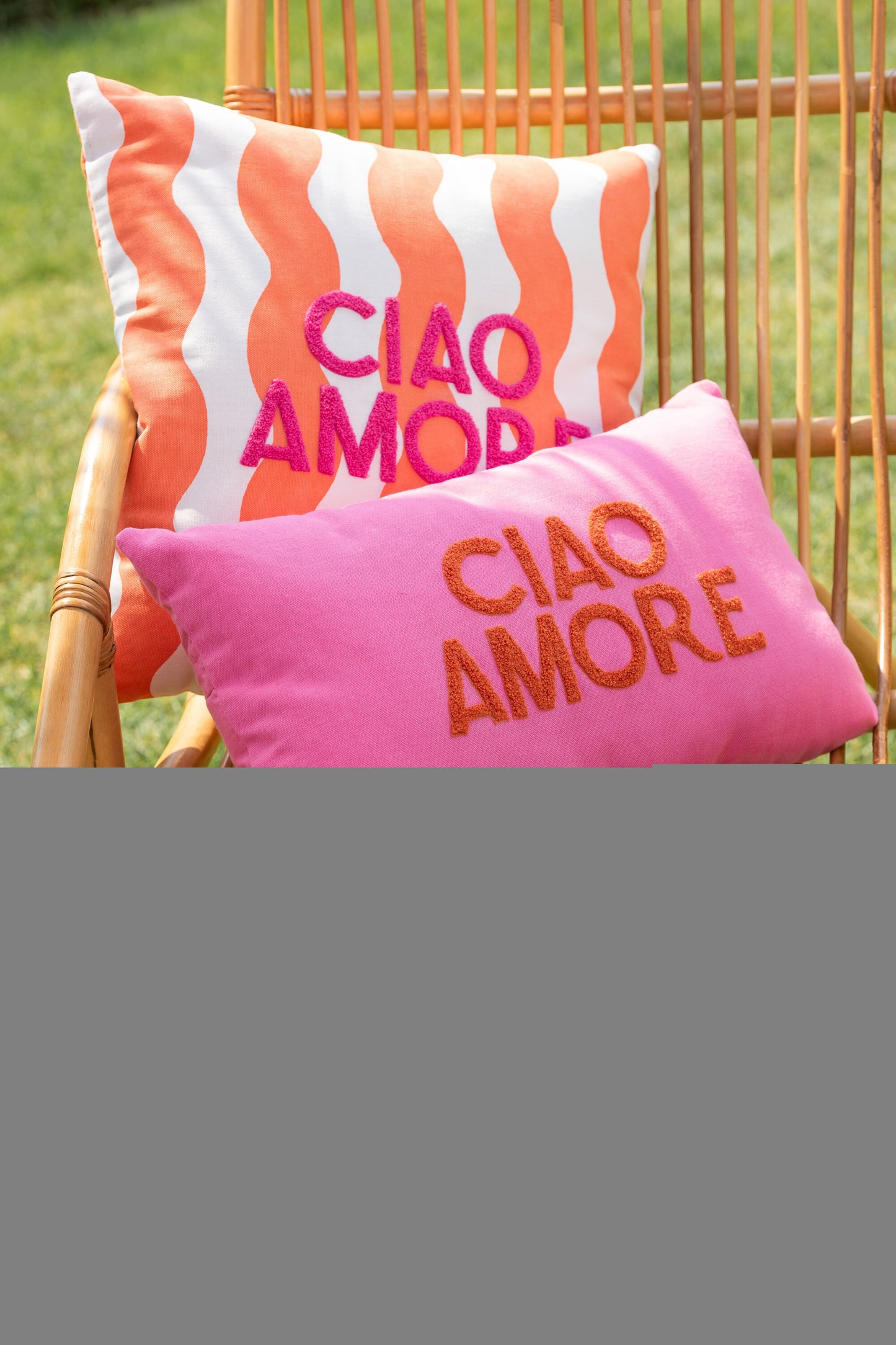 CIAO AMORE - Coussin coton rose/orange