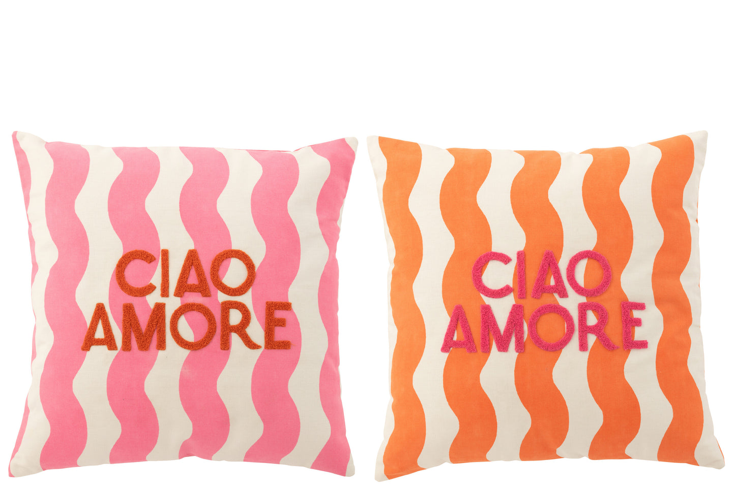CIAO AMORE - Coussin coton rose/orange