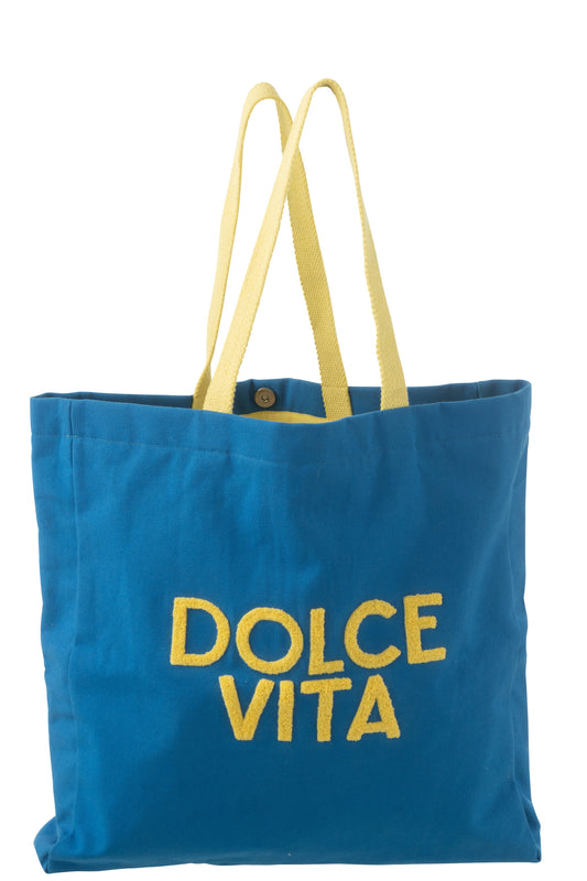 DOLCE VITA - Sac coton bleu/jaune