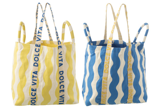 DOLCE VITA - Sac de plage coton - bleu/jaune