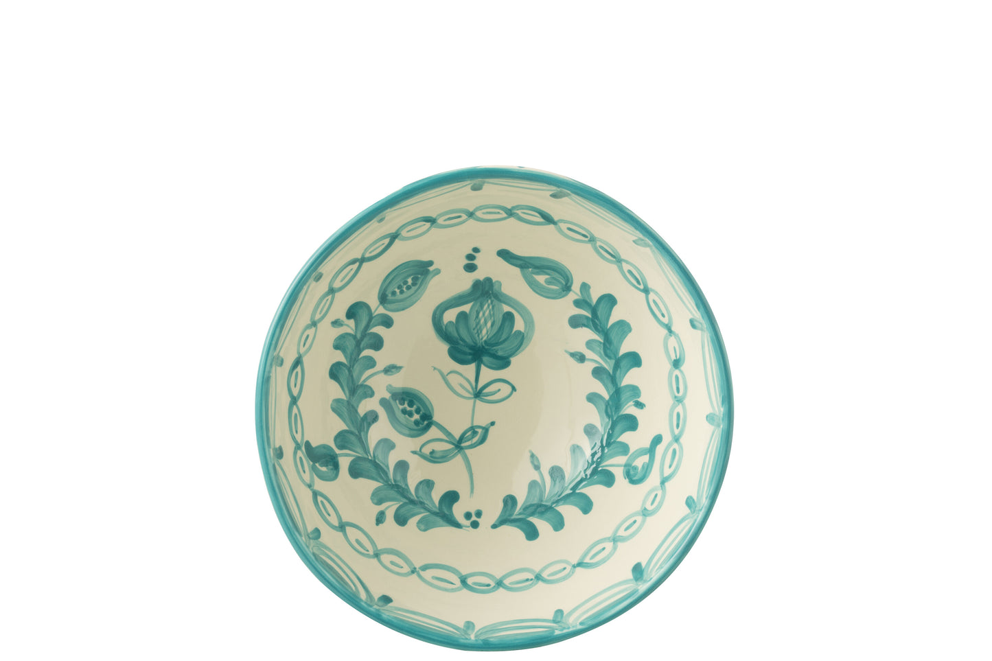 GRANADA - Bol céramique blanc/aqua large D-28 cm