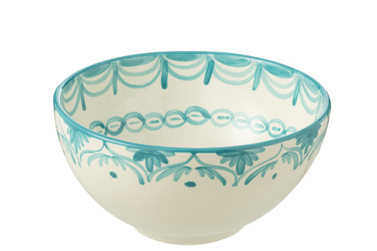 GRANADA - Bol céramique blanc/aqua large D-28 cm